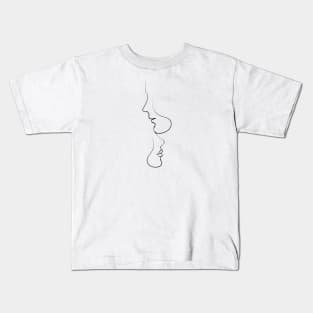 One Line Drawing, Black White faces Artwork, Minimalist Couple Art, Minimal Kids T-Shirt